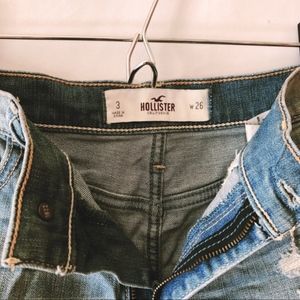 HOLLISTER distress denim cuffed high waist shorts